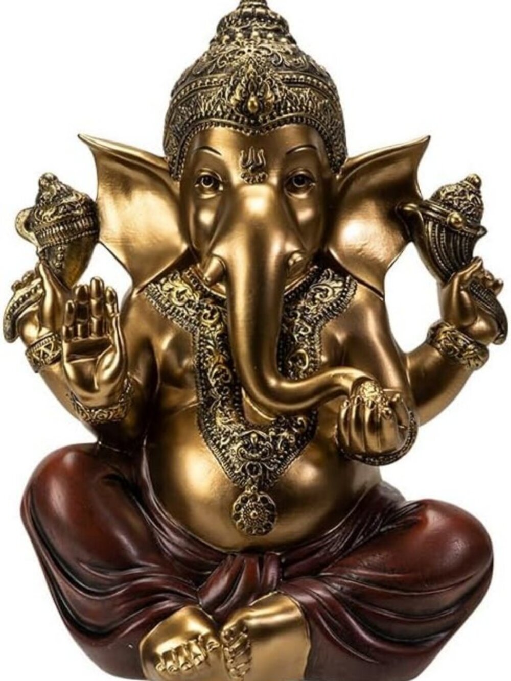 Seated Ganesha Elephant Statue - 11" Colorful Hindu Home Decor Piece